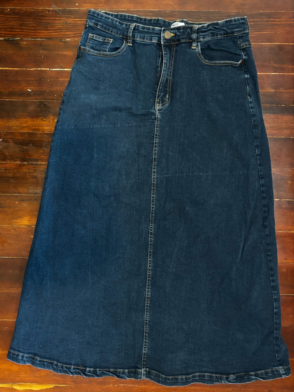 Wash Lab Co Dark Blue Denim Maxi A-Line Skirt size 12/32” waist